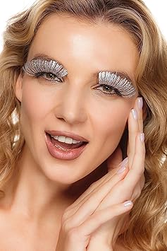 Dorisue Halloween lashes Silver eyelashes glitter eyelashes Princess cosplsay eyelashes silverwhite False Eyelashes Extension for Women Girls P24 - Image 5