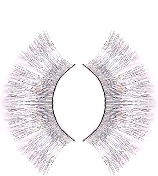 Dorisue Halloween lashes Silver eyelashes glitter eyelashes Princess cosplsay eyelashes silverwhite False Eyelashes Extension for Women Girls P24 - Image 3