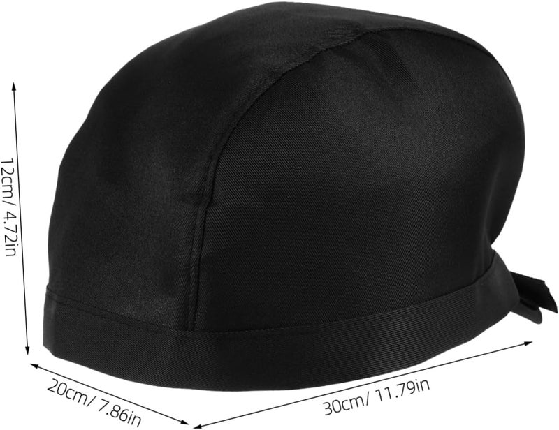 Fashionable Chef Hat with Ribbon Unisex Turban for Culinary Professionals Comfortable Black Server Headwear for Men and Women - Image 2
