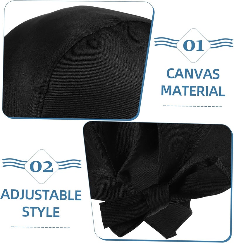 Fashionable Chef Hat with Ribbon Unisex Turban for Culinary Professionals Comfortable Black Server Headwear for Men and Women - Image 5