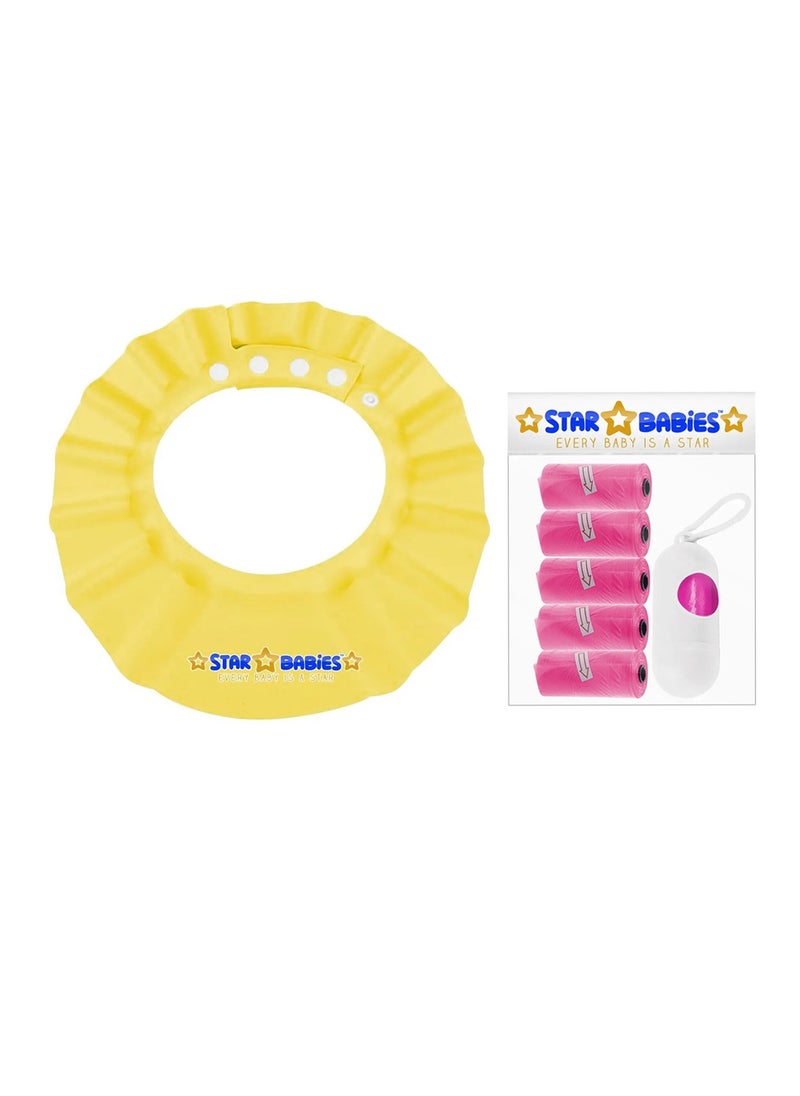 STAR BABiES Star Babies - Combo Pack of 2- Adjustable Shower Cap with Scented Bag (5 Pcs w/Dispenser) - Pink  - Image 1