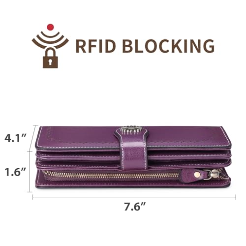 SENDEFN Wallets for Women Leather Credit Card Holder with RFID Blocking Large Capacity Wristlet - Image 3