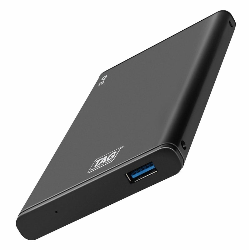 tag 2.5 inch SATA Casing USB 3.0 HDD/SSD Portable Metal External Enclosure | Free OTG USB to Type-C | Fast Transfer Speeds Upto 5Gbps | On-The-Go Storage | Data Backup | Supports Up To 6TB HDD (Black) - Image 1