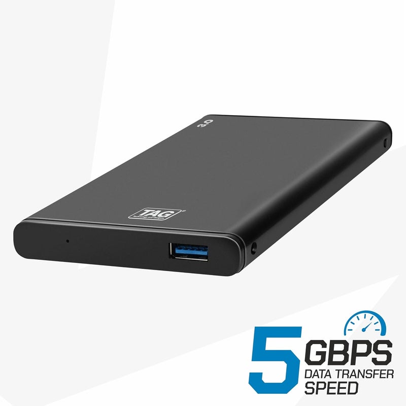 tag 2.5 inch SATA Casing USB 3.0 HDD/SSD Portable Metal External Enclosure | Free OTG USB to Type-C | Fast Transfer Speeds Upto 5Gbps | On-The-Go Storage | Data Backup | Supports Up To 6TB HDD (Black) - Image 3
