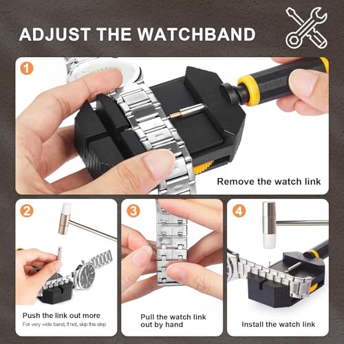 MAKABEE Watch Link Removal Kit, Resizing Tool for Bracelet Adjustment & Replacement, Pin Remover for Sizing Strap, Watch Adjuster, Hammer for Repair, Adjust Band, with User Manual, Punches - Image 4