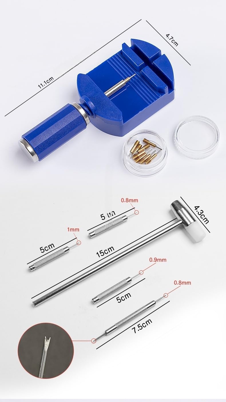 MAKABEE Watch Link Removal Kit, Resizing Tool for Bracelet Adjustment & Replacement, Pin Remover for Sizing Strap, Watch Adjuster, Hammer for Repair, Adjust Band, with User Manual, Punches - Image 2