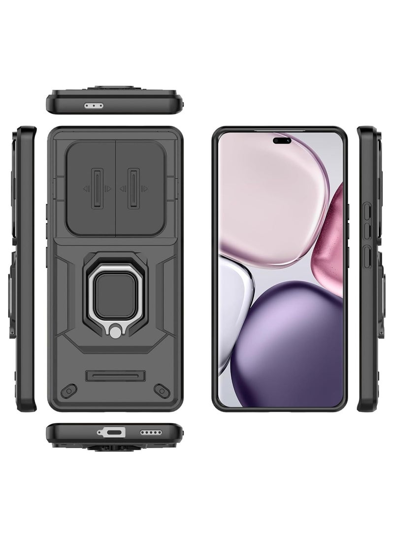 general [1+2pcs] Compatible with Honor x9c 5G Phone Case and Tempered Glass Screen Protector, Ring Bracket and Sliding Camera Cover with Bracket, Drop Resistant, Heavy Duty Protector - Image 4