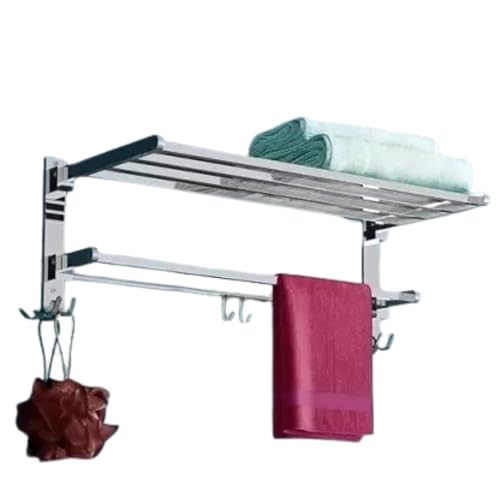 Penora Dual Folding Towel Holder in Bathroom Hanger for Clothes, Stainless Steel Towel Rod for Bathroom (Towel Rack in Bathroom), Heavy Duty Material Bathroom Towel Hanger for Wall (18 Inch) - Image 1