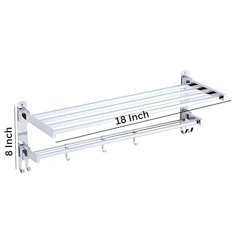 Penora Dual Folding Towel Holder in Bathroom Hanger for Clothes, Stainless Steel Towel Rod for Bathroom (Towel Rack in Bathroom), Heavy Duty Material Bathroom Towel Hanger for Wall (18 Inch) - Image 2