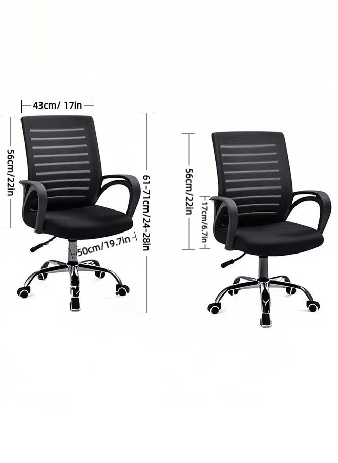 LEXIN Breathable Mesh Office Chair, Comfortable Swivel Chair, Lift and Recline Chair, Ergonomic Office Chair with Armrests, Suitable for Offices 50x50x56cm(Black)  - Image 2
