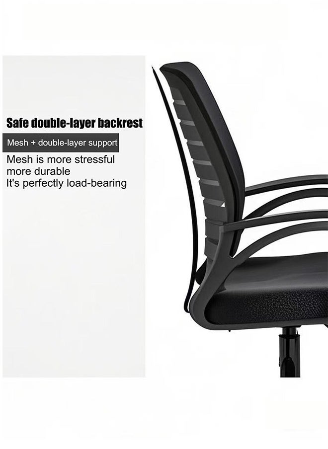 LEXIN Breathable Mesh Office Chair, Comfortable Swivel Chair, Lift and Recline Chair, Ergonomic Office Chair with Armrests, Suitable for Offices 50x50x56cm(Black)  - Image 4