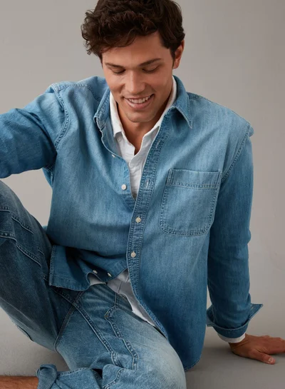 American Eagle Essential Regular Fit Denim Shirt