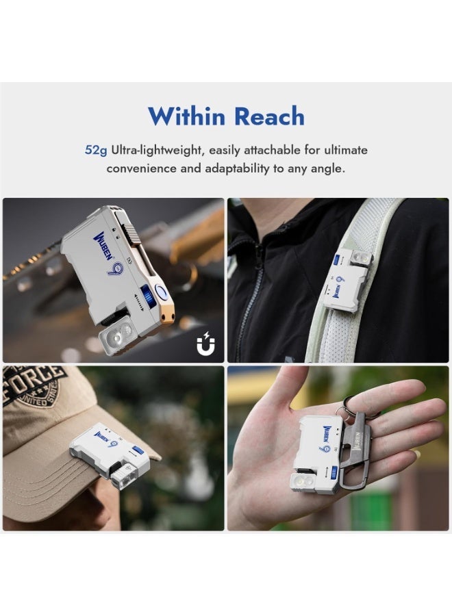 WUBEN G5 Rechargeable EDC Flashlight, 400 Lumens Dual Light Sources Mini Flashlight with RGB Light, Portable Flat Pocket Flashlights, Magnetic Keychain Flashlight (White) - Image 4