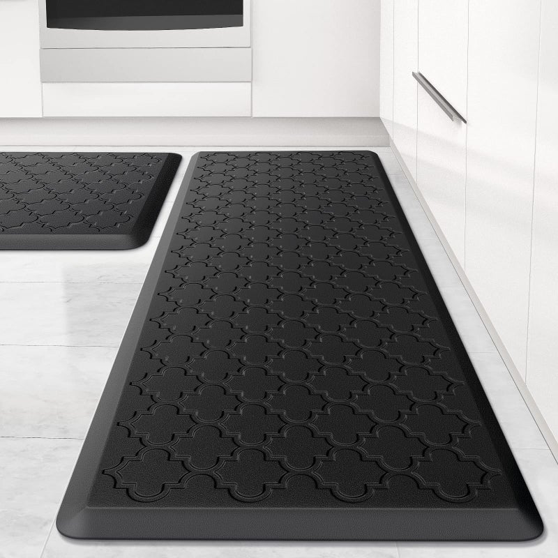 Kitchen Mat 2 PCS Cushioned AntiFatigue Floor Mat Waterproof NonSkid Ergonomic Comfort Foam Rugs Standing Mat for Kitchen FloorOffice Sink LaundryBlack