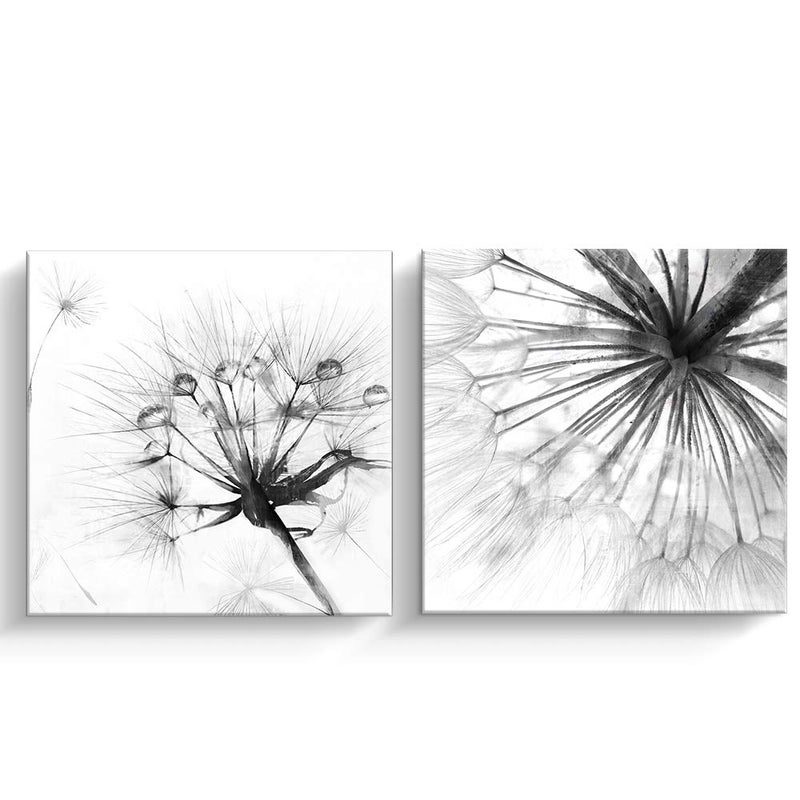 Pinetree Art 2 Panel Black And White Canvas Wall Art Dandelion Nordic Canvas Prints Painting Wall Decor for Living Room Wooden Framed Home Decorations - 12"x12" (Dandelion, 12 x 12 2pcs) - Image 5