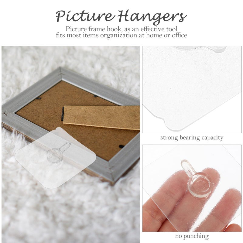 8 Pcs Damage Free Picture Hanging Hooks Self Adhesive for Tile Walls Clocks Frames - Image 4