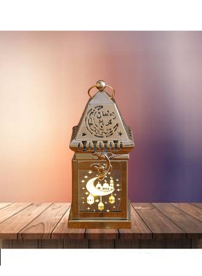 fashionhome شمعة موسيقية مجوفة من الذهب والنحاس لتزيين المنزل في عيد الفطر ورمضان، مصباح قبة إضاءة للمسلمين - Image 3