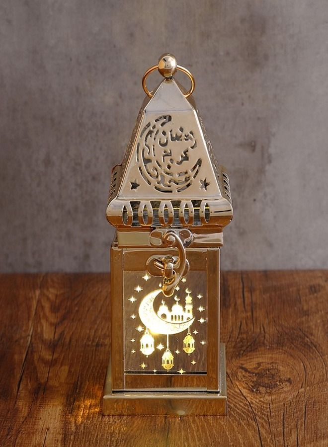 fashionhome شمعة موسيقية مجوفة من الذهب والنحاس لتزيين المنزل في عيد الفطر ورمضان، مصباح قبة إضاءة للمسلمين - Image 1