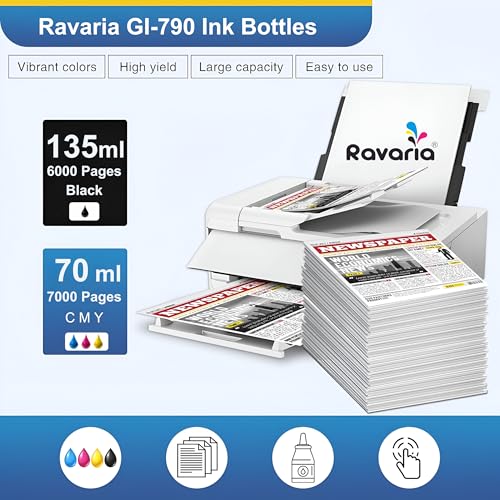 Ravaria GI 790 Ink Compatible Ink for Canon Pixma g1000 / G1010 / G1100 / G2000 / G2002 / G2010 / G2012 / G2100 / G3000 / G3010 / G3012 / G3100 / G4000 / G4013 - Image 3