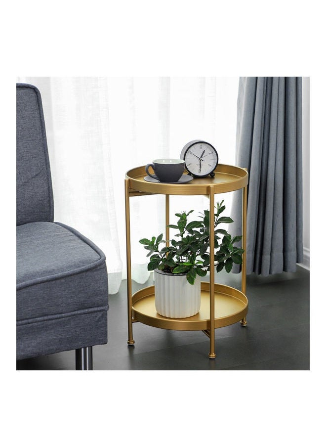 Sharpdo Nordic Style Round Side Table With Double Layers Golden Suitable For Living Room Gold  - Image 2