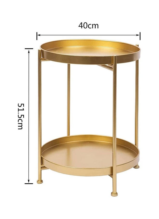 Sharpdo - Nordic Style Round Side Table With Double Layers Golden Suitable For Living Room Gold - Image 1