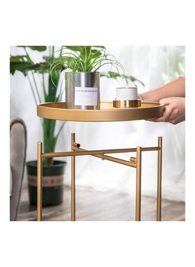 Sharpdo Nordic Style Round Side Table With Double Layers Golden Suitable For Living Room Gold  - Image 4