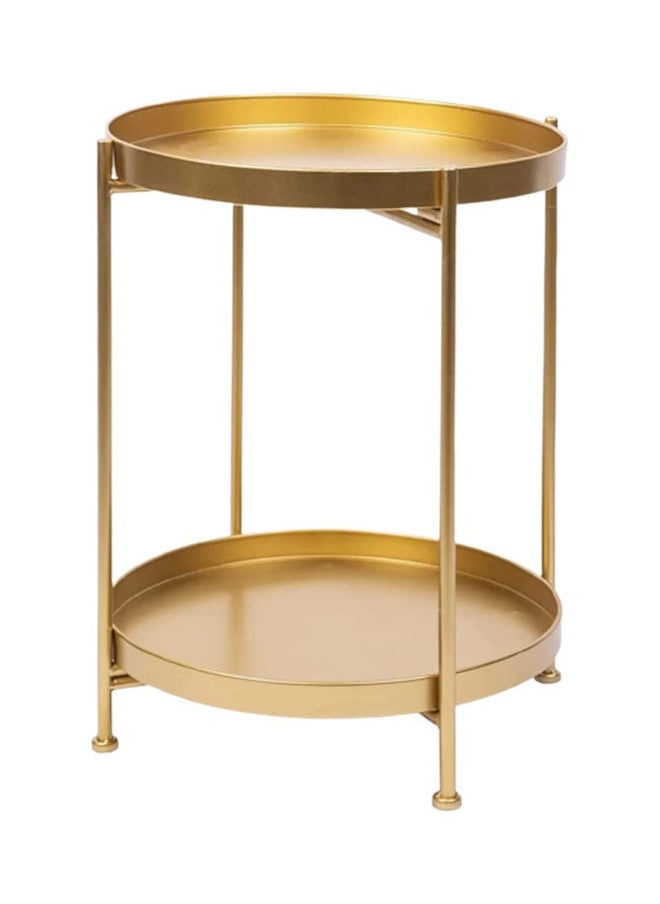 Sharpdo Nordic Style Round Side Table With Double Layers Golden Suitable For Living Room Gold  - Image 1