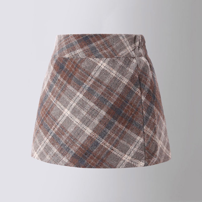 Children'S Stylish High-Waisted Skirt 2026 Girls' Red Woolen Plaid Pencil Skirt Korean Style Girls' Short Skirt - Image 4