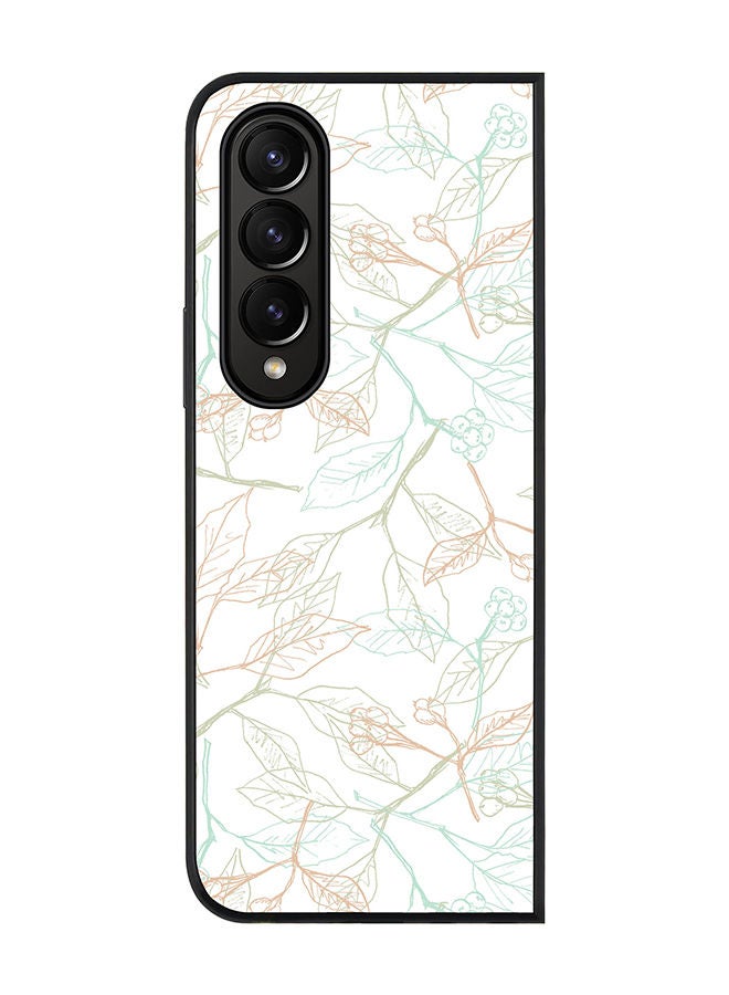 Stylizedd Rugged Black edge case for Samsung Galaxy Z Fold4 Slim fit Soft Case Flexible Rubber Edges Anti Drop TPU Gel Thin Cover - Delicate Sprigs - Image 1