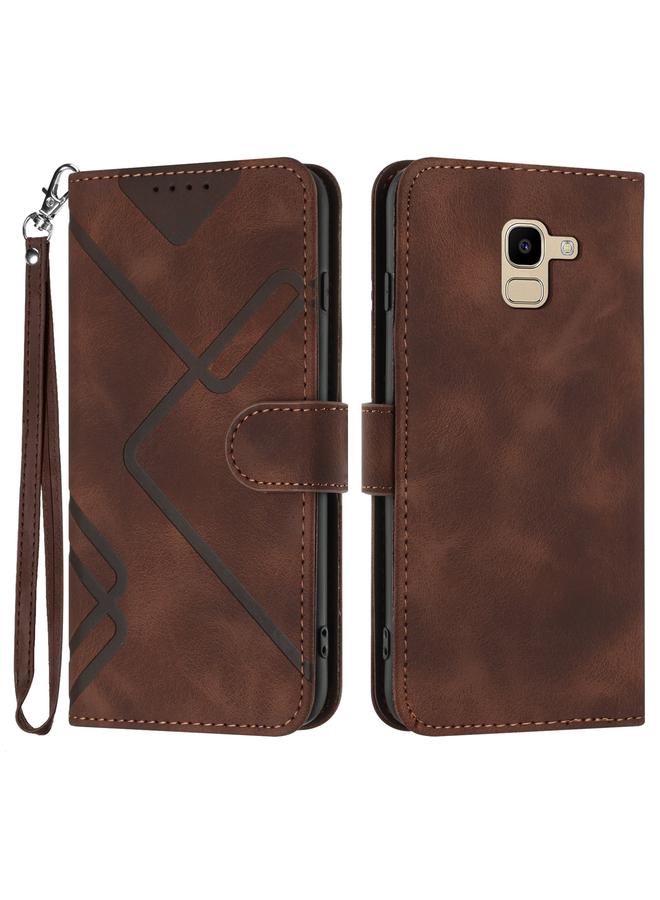 S-TOP Case For Samsung Galaxy A6 2018 Line Pattern Skin Feel Leather Phone Case - Image 1