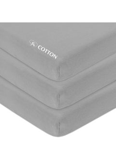American Baby Company American Baby Company 100% Natural Cotton Value Jersey Knit Fitted Portable/Mini-Crib Sheet, Gray, 24" x 38" x 5", Soft Breathable, for Boys and Girls, Pack of 3  - Image 1