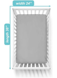 American Baby Company American Baby Company 100% Natural Cotton Value Jersey Knit Fitted Portable/Mini-Crib Sheet, Gray, 24" x 38" x 5", Soft Breathable, for Boys and Girls, Pack of 3  - Image 3