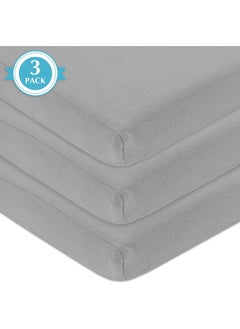 American Baby Company American Baby Company 100% Natural Cotton Value Jersey Knit Fitted Portable/Mini-Crib Sheet, Gray, 24" x 38" x 5", Soft Breathable, for Boys and Girls, Pack of 3  - Image 5