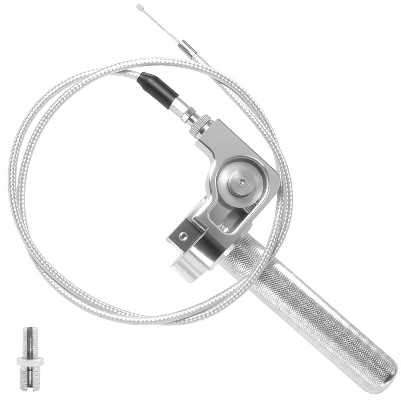 JXPANG Motorcycle Throttle Grip 7/8" 22mm CNC Aluminum Quick Twister with Throttle Cable for KLX CR CRF EXC XR CRF50 CRF230 50 110 125 230 250 Dirt Pit Bike Motocross Motorbike Quad ATV (Style-B-Silver) - Image 1