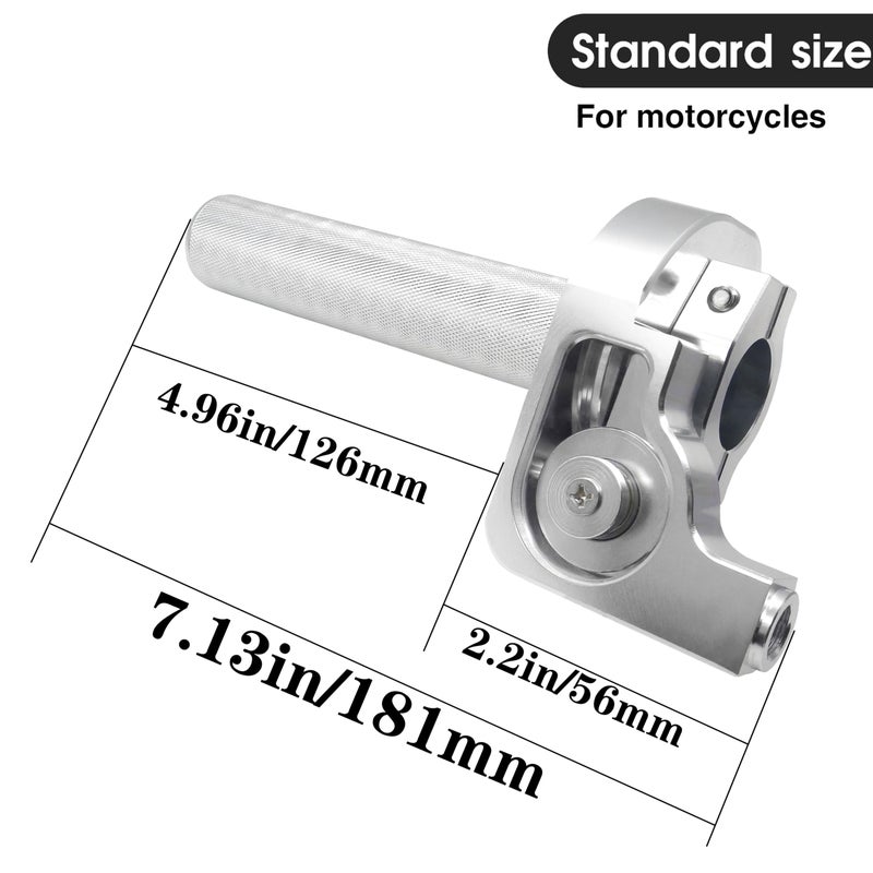 JXPANG Motorcycle Throttle Grip 7/8" 22mm CNC Aluminum Quick Twister with Throttle Cable for KLX CR CRF EXC XR CRF50 CRF230 50 110 125 230 250 Dirt Pit Bike Motocross Motorbike Quad ATV (Style-B-Silver) - Image 5