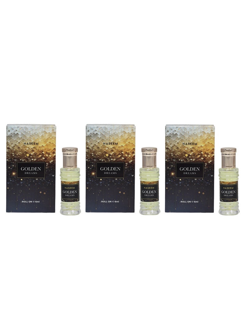 Golden Dream Perfume Oil Roll-On for Men & Women - 6ml (Pack of 3)