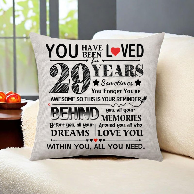 Aconesong 29th Birthday Gift Decoration Throw Pillow Cover Birthday Gifts for 29 Years Old Men Women Dad Mom Grandma Grandpa Auntie Sister Brother Birthday Keepsake 45 x 45 cm (29) - Image 2