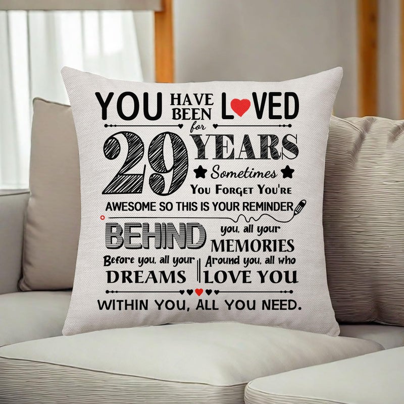 Aconesong 29th Birthday Gift Decoration Throw Pillow Cover Birthday Gifts for 29 Years Old Men Women Dad Mom Grandma Grandpa Auntie Sister Brother Birthday Keepsake 45 x 45 cm (29) - Image 4