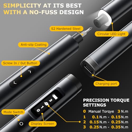 SUFICY 37V Mini Electric Screwdriver 57in1 Magnetic Screwdriver Set Precision Screwdriver Set Cordless Screwdriver with LED Light 3 Torque Settings Repair Tool Set for Phone Camera Laptop Watch - Image 3