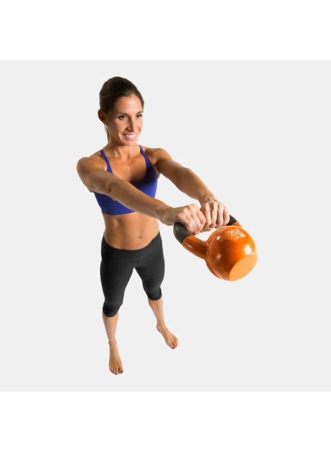 Go Fitness GoFit Premium Vinyl Dipped Kettlebell – 25LB, Orange – Strength, Core & Balance Training - Image 2