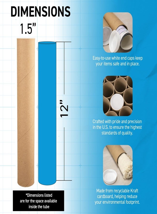 MagicWater Supply Mailing Tube - 1.5 in x 12 in - Kraft - 2 Pack - for Shipping and Storage of Posters, Arts, Crafts, and Documents - Image 3