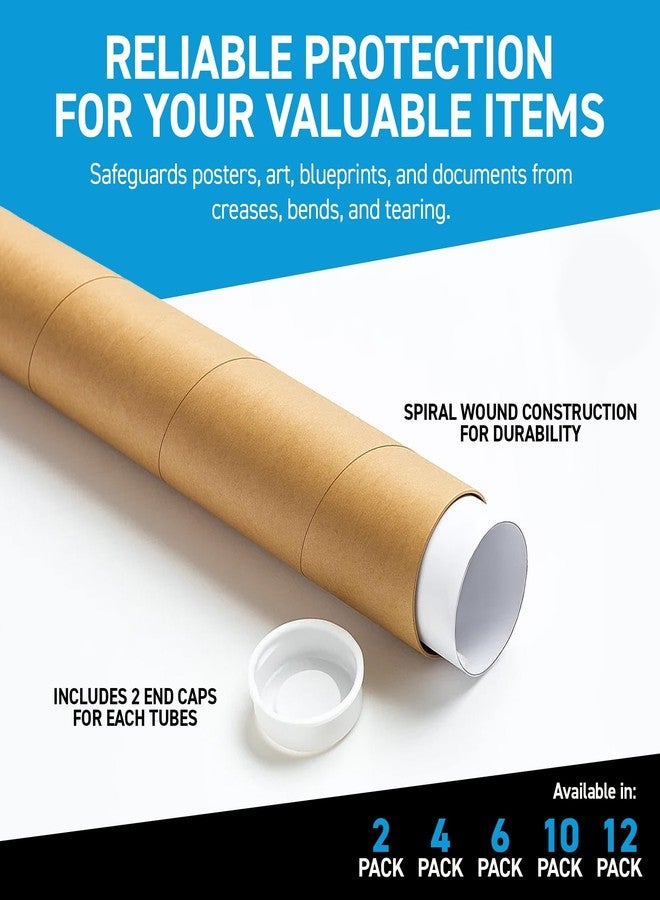 MagicWater Supply Mailing Tube - 1.5 in x 12 in - Kraft - 2 Pack - for Shipping and Storage of Posters, Arts, Crafts, and Documents - Image 4