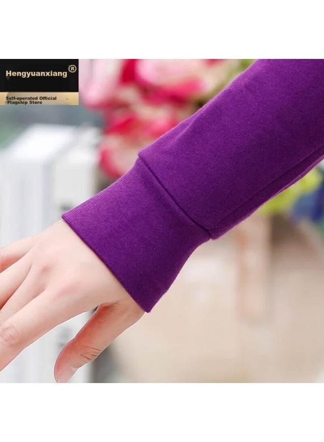 Hengyuanxiang Hengyuanxiang [best- 10w Sets] Women's Autumn Underwear Set, Pure Cotton, For Middle-aged And Elderly, Plus Size, Thin Cotton Thermal Underwear, Women's Black  - Image 3