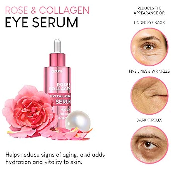 Azure Rose & Collagen Revitalizing Eye Serum - Hydrating & Smoothing | Reduces Wrinkles, Fine Lines & Under Eye Bags | Minimize Signs of Aging | Made in Korea - 60mL - Image 3