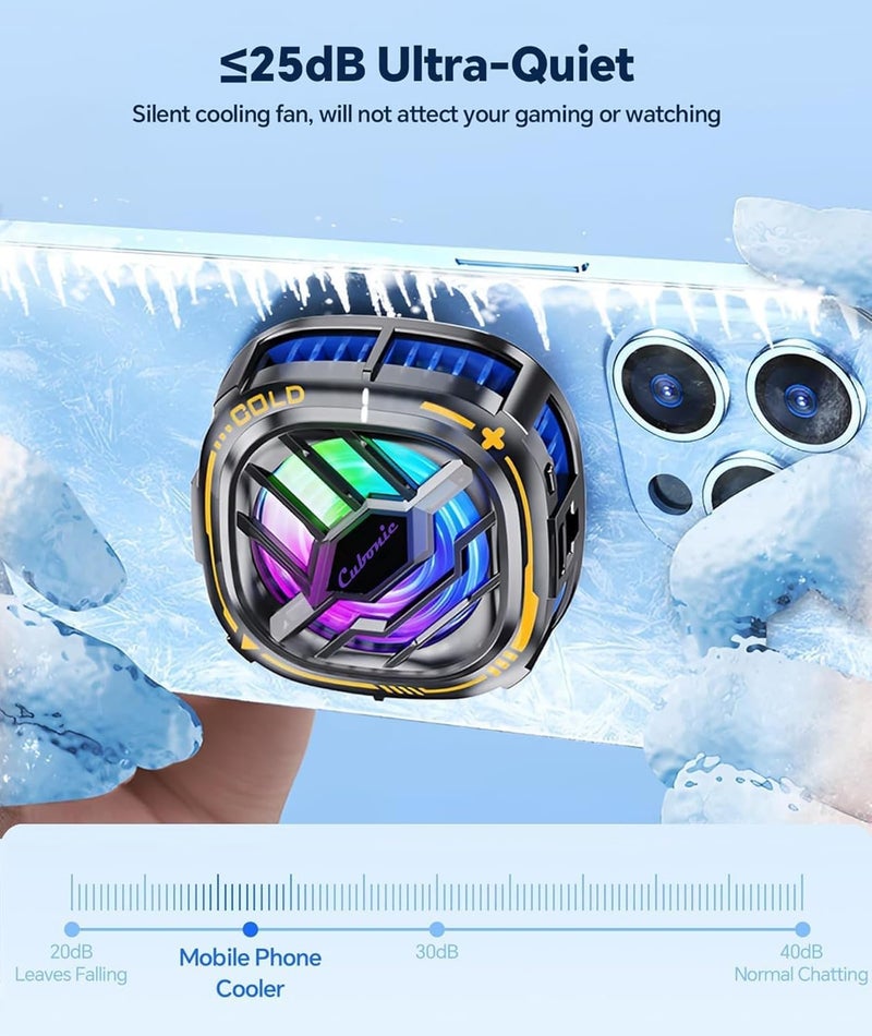 Cubonic Glacix Ultra 15W Instant Freeze Magnetic Mobile Cooler, Wired Semiconductor Tech Compatible with iPhone12/13/14/15, iPad & Android Gaming RGB LED Display 1 Button Quiet Operation Type C Fan - Image 3