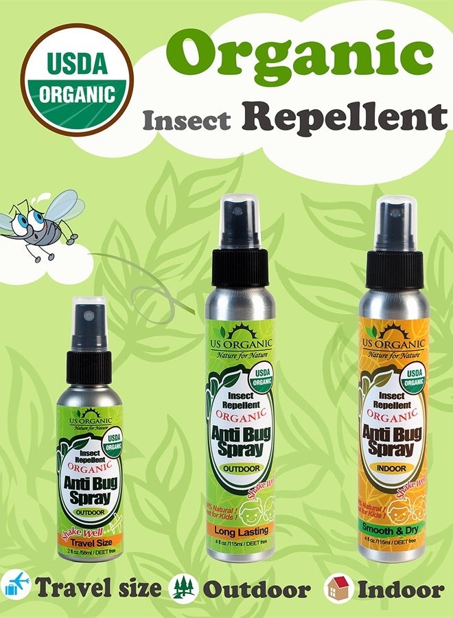US Organic رذاذ طارد البعوض المضاد للحشرات للاستخدام الخارجي، معتمد من وزارة الزراعة الأمريكية، خالي من القسوة، نتائج مثبتة من خلال اختبارات المعمل، خالي من DEET (2 أونصة - عبوة قيمة 2) - Image 2
