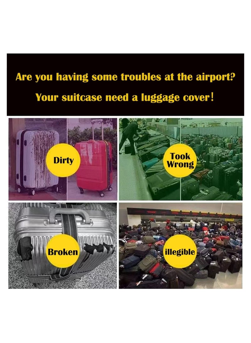 GGEROU غطاء حماية لحقائب السفر لحقيبة السفر ذات العجلات، مقاس 18/24/28/32 بوصة، أغطية أمتعة من الألياف اللدنة، قابلة للغسل، مقاومة للغبار ومضادة للخدش - Image 2