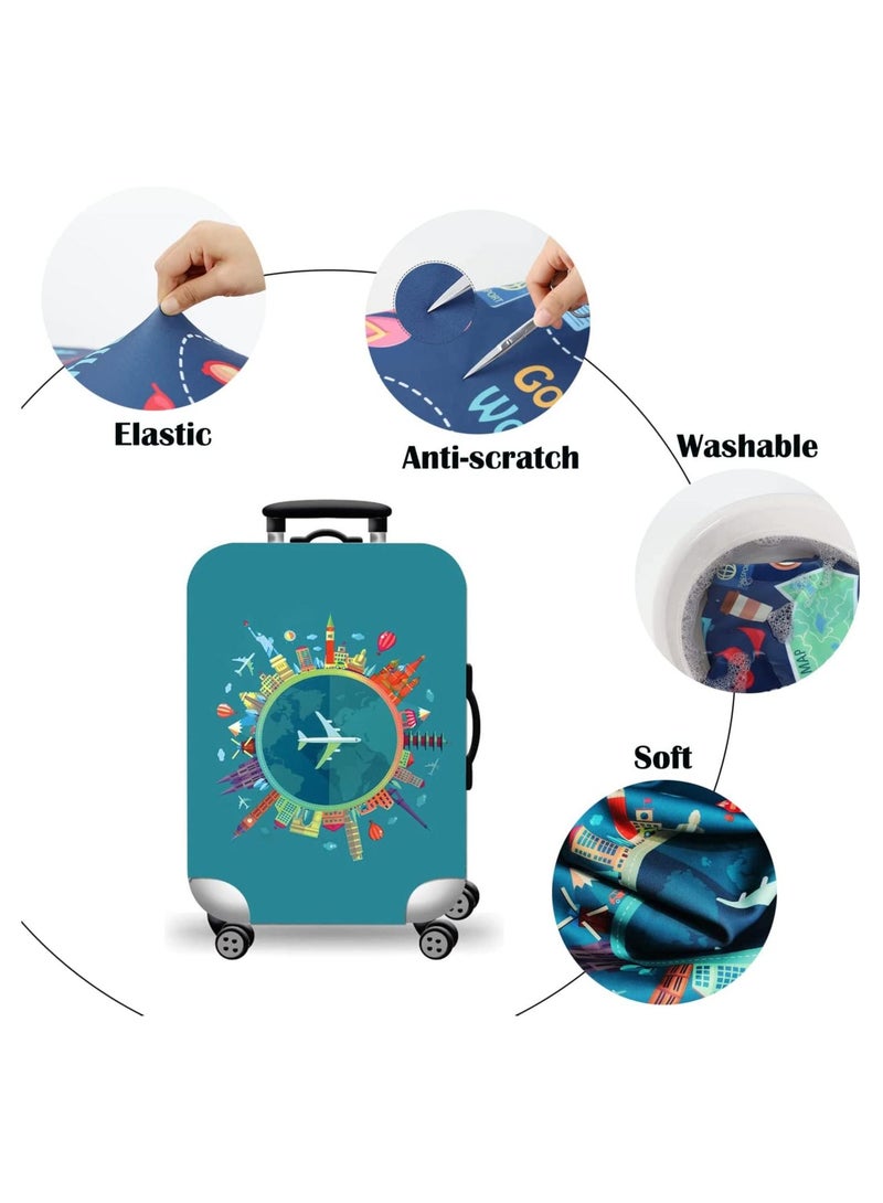 GGEROU غطاء حماية لحقائب السفر لحقيبة السفر ذات العجلات، مقاس 18/24/28/32 بوصة، أغطية أمتعة من الألياف اللدنة، قابلة للغسل، مقاومة للغبار ومضادة للخدش - Image 3