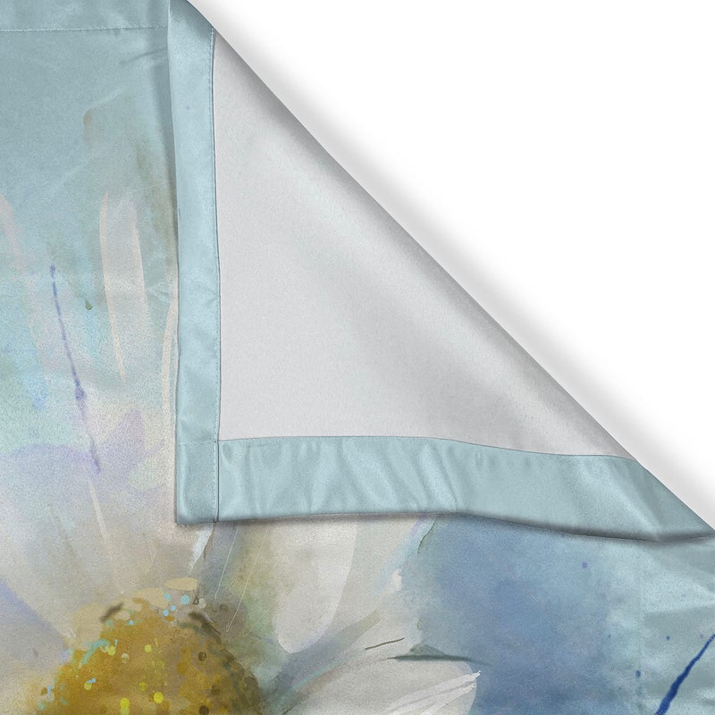 Ambesonne Flower Kitchen Curtains  Oil Painting Chamomile Pattern with Splash on Background Image Pastoral Expression  Window Drapes 2 Panel Set for Kitchen Cafe Decor  55"" x 39""  Eggshell Blue - Image 3