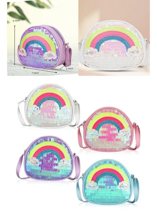 ADSON Laser Holographic Rainbow Crossbody Bag Sequins Bow Purse Cute Shoulder Bag Coin Purse Handbag Cute Tote Girl Messenger Girl Child Tote Wallet Flash kids Crossbody Bag(Rainbow Multi Colour) - Image 5